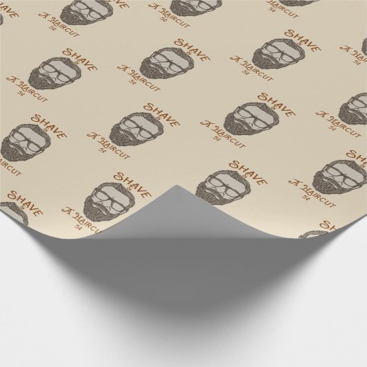 Papier Cadeau Coupe & Coiffure Retro Graphisme de Salon de Coiff (Coin)