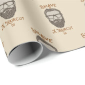 Papier Cadeau Coupe & Coiffure Retro Graphisme de Salon de Coiff (Coin rond)