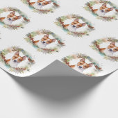Papier Cadeau Coupe de fête de la couronne de Noël Basenji (Coin)