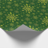 Papier Cadeau Coupe de neige de Noël Jaune sur Vert (Coin)