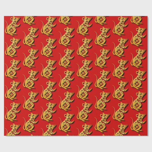 Papier Cadeau Coupe de papier de rat chinois mignon Nouvel An WP (Plat)