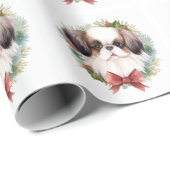 Papier Cadeau Coupe festive japonaise de germe de Noël (Coin rond)