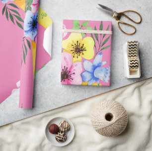 Papier Cadeau Coupe Floral Jaune de café Fête des Mères