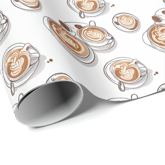 Papier Cadeau Coupe Motif de Cappuccino en toute transparence (Coin rond)