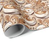 Papier Cadeau Coupe Motif de Cappuccino en toute transparence (Coin rond)