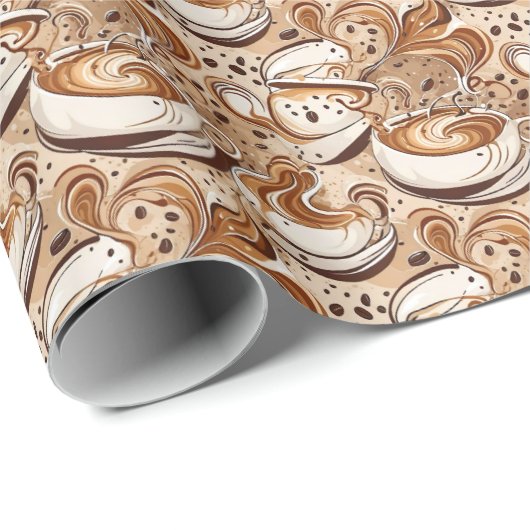 Papier Cadeau Coupe Motif de Cappuccino en toute transparence (Coin rond)