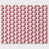 Papier Cadeau Coupe rouge avec chapeau de Santa et ruban (Plat)