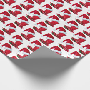 Papier Cadeau Coupe rouge avec chapeau de Santa et ruban