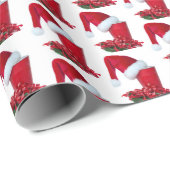 Papier Cadeau Coupe rouge avec chapeau de Santa et ruban (Coin rond)