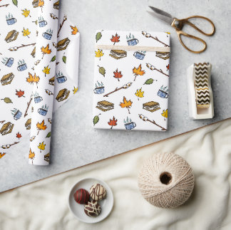 Papier Cadeau Coupe S’mores Camper Fire Joyeux Anniversaire