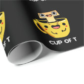 Papier Cadeau Coupe T Funny Alphabet Tea Pun Dark BG (Coin rond)