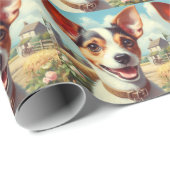 Papier Cadeau Coupe Toy Fox Terrier Peinture (Coin rond)