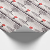 Papier Cadeau Couple d'amour de parapluie rouge (Coin)