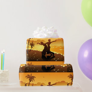 Papier Cadeau Couple Dansant Sur Le Papier Enveloppant De La Pla