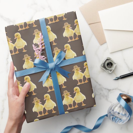 Papier Cadeau Couple De Canard Fuzzé Sur Brown (Cadeaux)