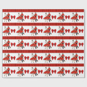 Papier Cadeau Couple De Danse carré Avec Plaid Rouge Et Bow (Plat)