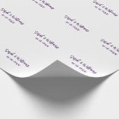 Papier Cadeau couple de mariages. Nom date violet simple mo mini (Coin)