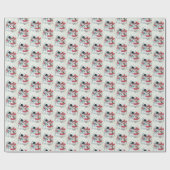 Papier Cadeau couple de neige de Noël rétro (Plat)