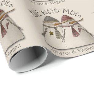 Papier Cadeau Couple de neige personnalisable