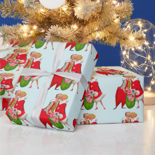 Papier Cadeau Couple de Noël vintage 1950