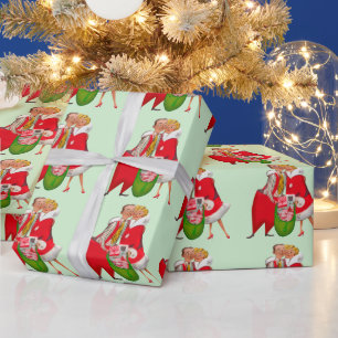 Papier Cadeau Couple de Noël vintage 1950
