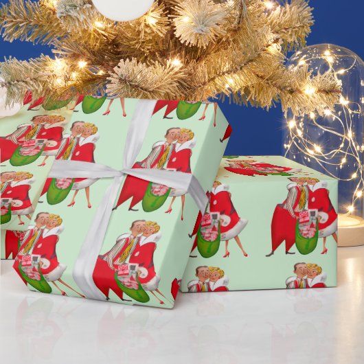 Papier Cadeau Couple de Noël vintage 1950 (Vacances)