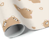 Papier Cadeau Couple d'ours Brown mignon (Coin rond)