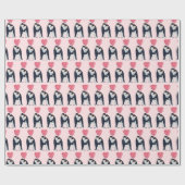 Papier Cadeau Couple Empereur Penguin Coeur Saint Valentin (Plat)