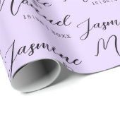 Papier Cadeau Couple Names Cadeau Violet Enveloppement Mariage p (Coin rond)
