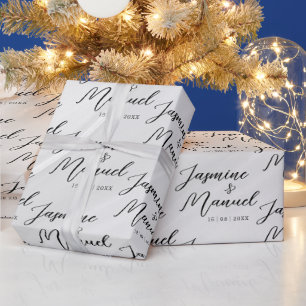 Papier Cadeau Couple Names White Gift Papier Mariage