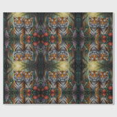 Papier Cadeau Couple Tiger mignon en forêt (Plat)