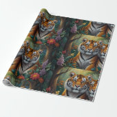 Papier Cadeau Couple Tiger mignon en forêt (Déroulé)