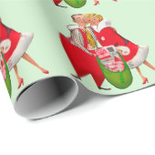 Papier Cadeau Couple Vintage de Noël 1950 (Coin rond)
