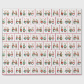 Papier Cadeau Couples de lapin de Noël Cottontail (Plat)