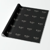 Papier Cadeau Couples de mariage initial noir élégant (Déroulé)
