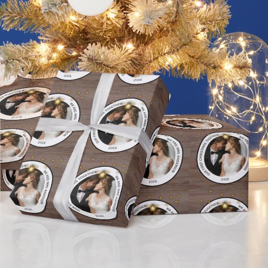 Papier Cadeau Couples rustiques modernes d'abord Noël ensemble (Vacances)