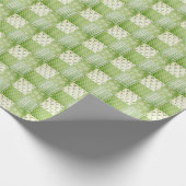 Papier Cadeau Coupure de style rétro vert jaune écru patchwork (Coin)