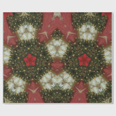 Papier Cadeau Courbe de Noël Rouge Vert or avec étoile rouge (Plat)