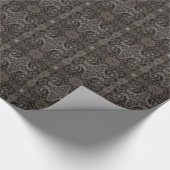 Papier Cadeau Courbes & Lotuses damask taupe fusain noir brun (Coin)