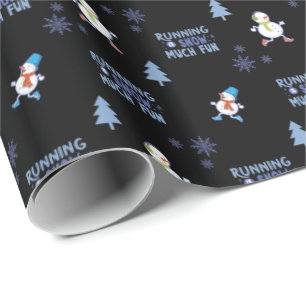 Papier Cadeau Coureur de Noël Bonhomme de Neige en Temps Froid