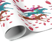 Papier Cadeau Courez pour la course de chevaux 2016 de roses (Coin rond)