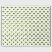 Papier Cadeau Couronne 01 - Marine sur jaune pâle (Plat)