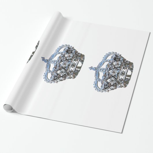 Papier Cadeau Couronne bleue (Déroulé)