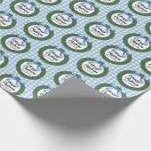 Papier Cadeau Couronne d'aquarelle avec Bow bleu Noël (Coin)