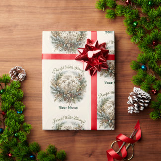 Papier Cadeau Couronne de bénédictions hivernales paisibles