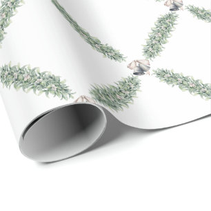 Papier Cadeau Couronne de clochettes argentées de Noël