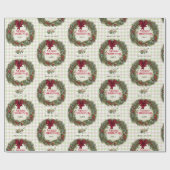 Papier Cadeau Couronne de gingham aquarelle Noël (Plat)