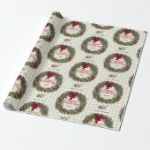 Papier Cadeau Couronne de gingham aquarelle Noël (Déroulé)