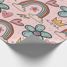 Couronne de gribouillis, Arc-en-ciel, Fleurs, Aqua