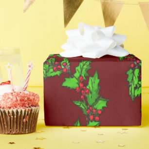Papier Cadeau Couronne de houx de Noël Vector Art